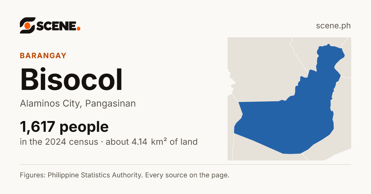 Bisocol, Alaminos City, barangay: 1,617 people in the 2024 census