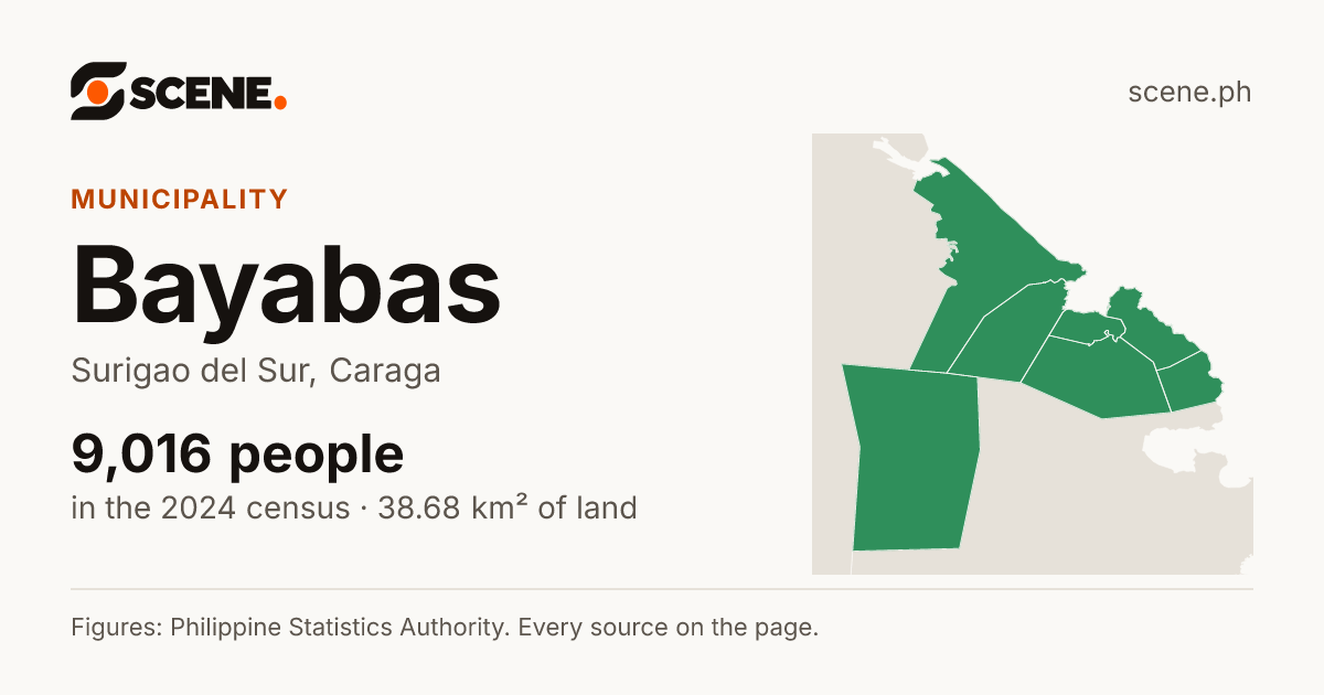 Bayabas, Surigao del Sur, municipality: 9,016 people in the 2024 census