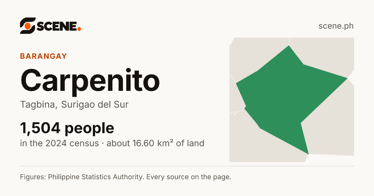 Carpenito, Tagbina, barangay: 1,504 people in the 2024 census