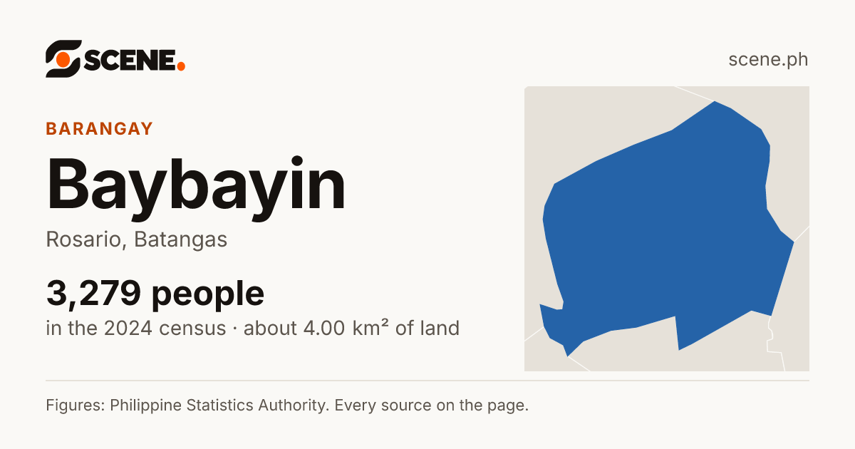 Baybayin, Rosario, barangay: 3,279 people in the 2024 census