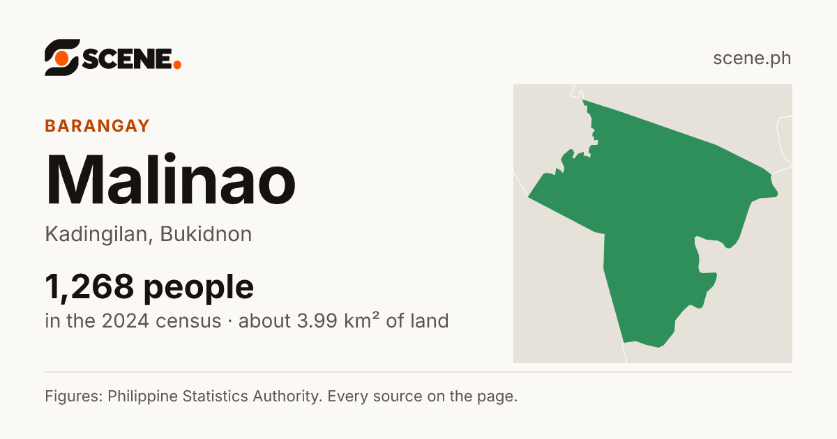 Malinao, Kadingilan, barangay: 1,268 people in the 2024 census