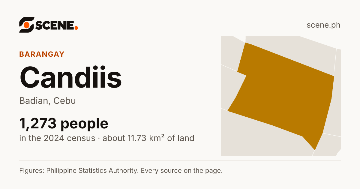 Candiis, Badian, barangay: 1,273 people in the 2024 census