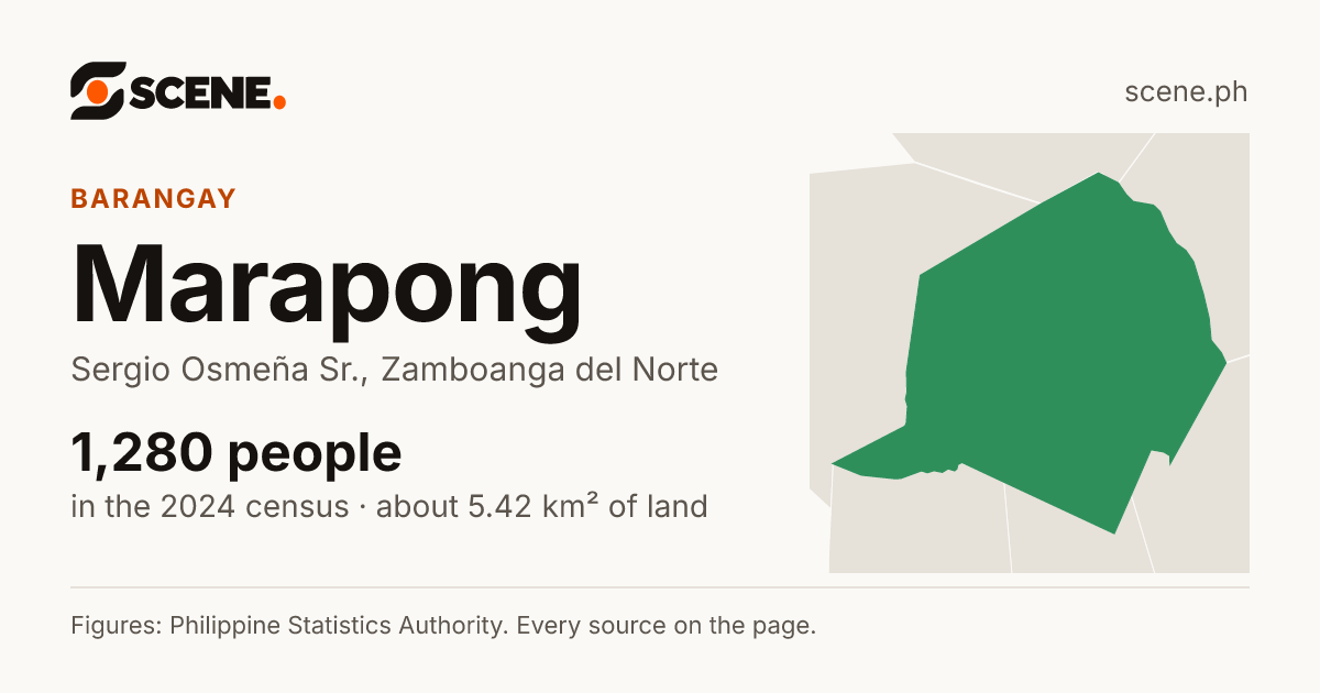 Marapong, Sergio Osmeña Sr., barangay: 1,280 people in the 2024 census