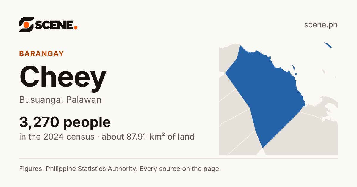 Cheey, Busuanga, barangay: 3,270 people in the 2024 census