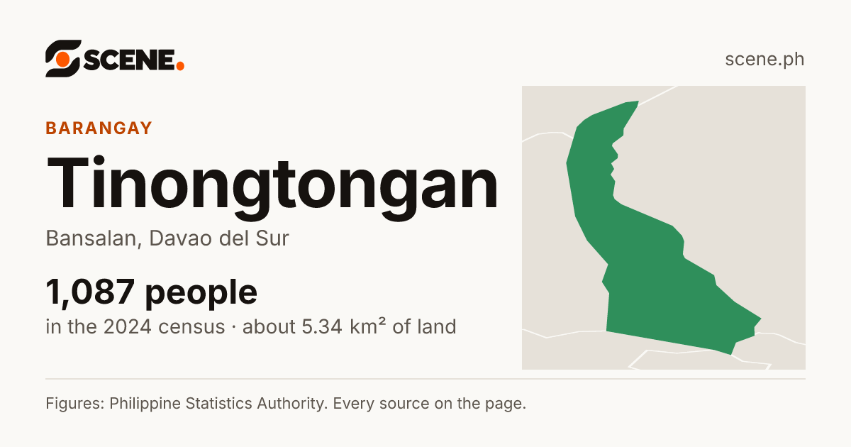 Tinongtongan, Bansalan, barangay: 1,087 people in the 2024 census