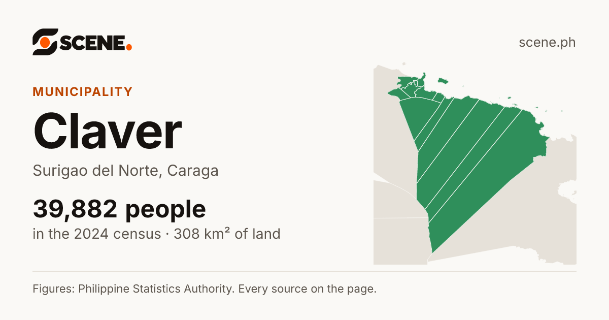Claver, Surigao del Norte, municipality: 39,882 people in the 2024 census