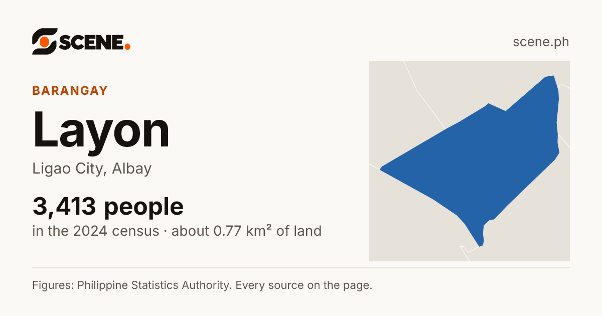 Layon, Ligao City, barangay: 3,413 people in the 2024 census