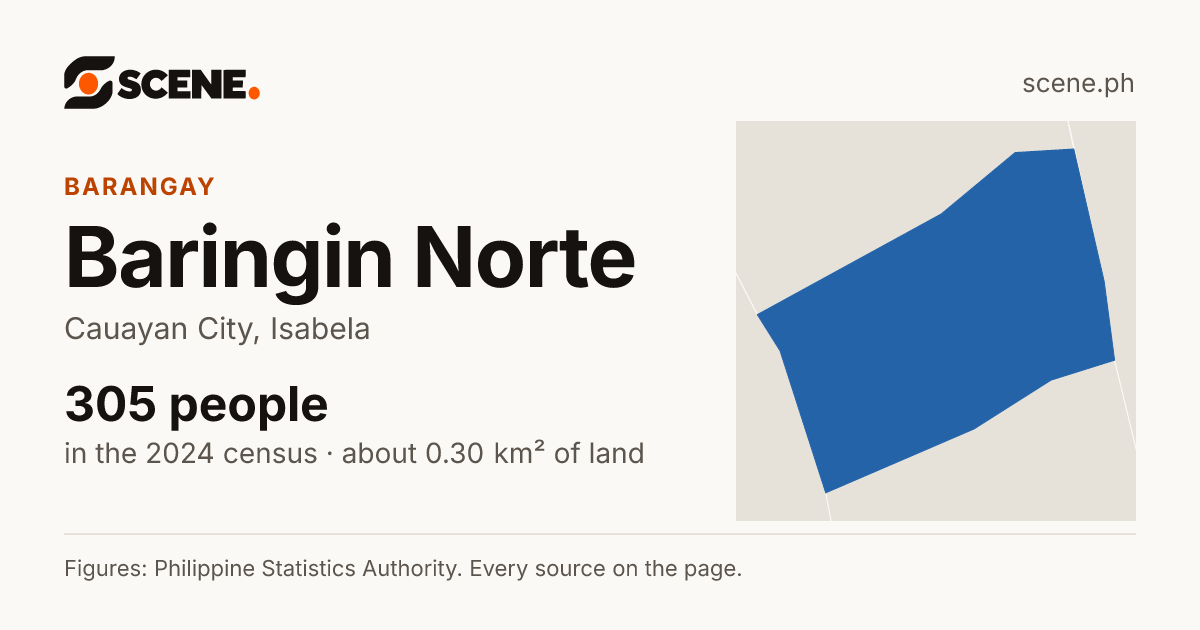 Baringin Norte, Cauayan City, barangay: 305 people in the 2024 census