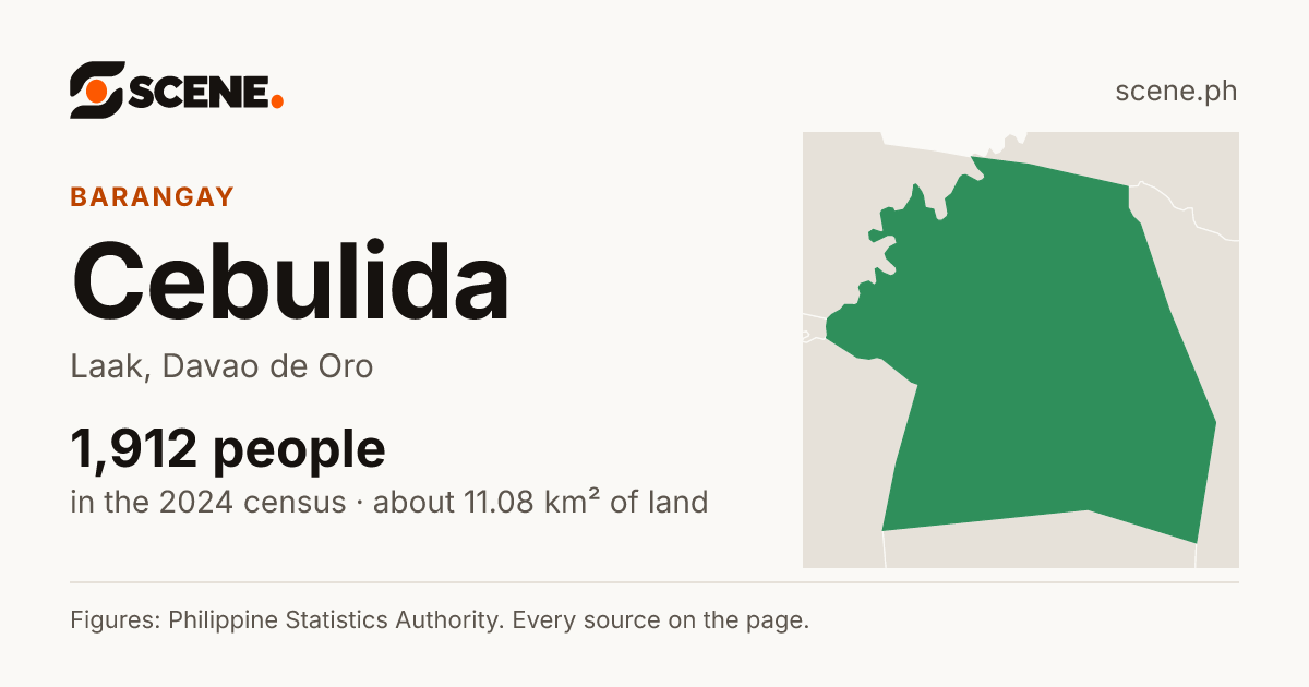Cebulida, Laak, barangay: 1,912 people in the 2024 census