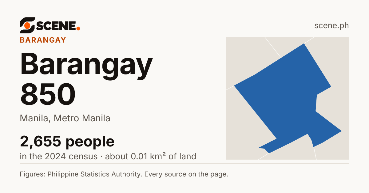 Barangay 850, Manila, barangay: 2,655 people in the 2024 census