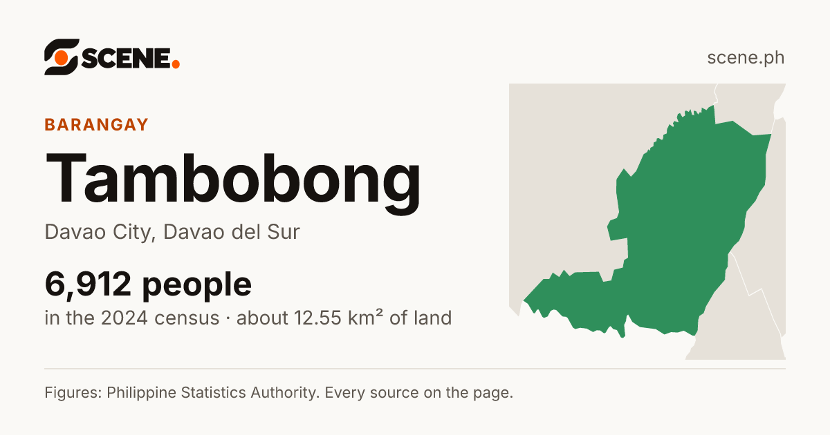 Tambobong, Davao City, barangay: 6,912 people in the 2024 census
