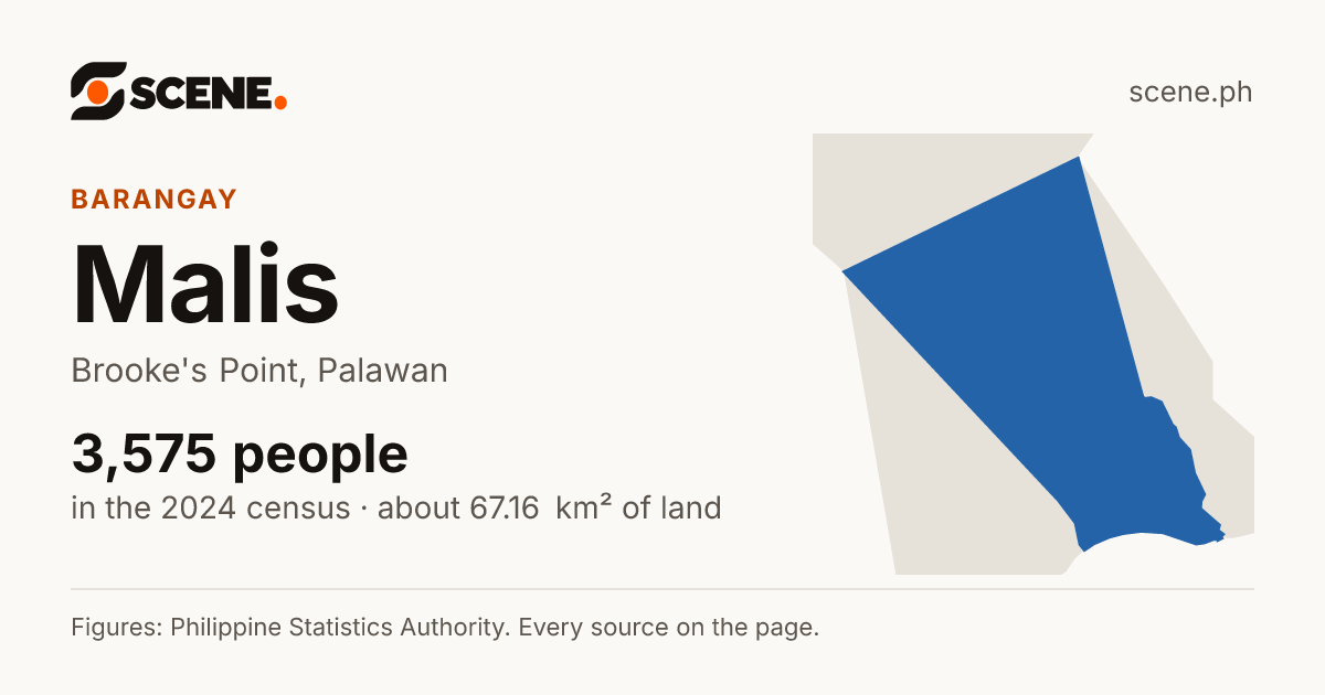 Malis, Brooke's Point, barangay: 3,575 people in the 2024 census