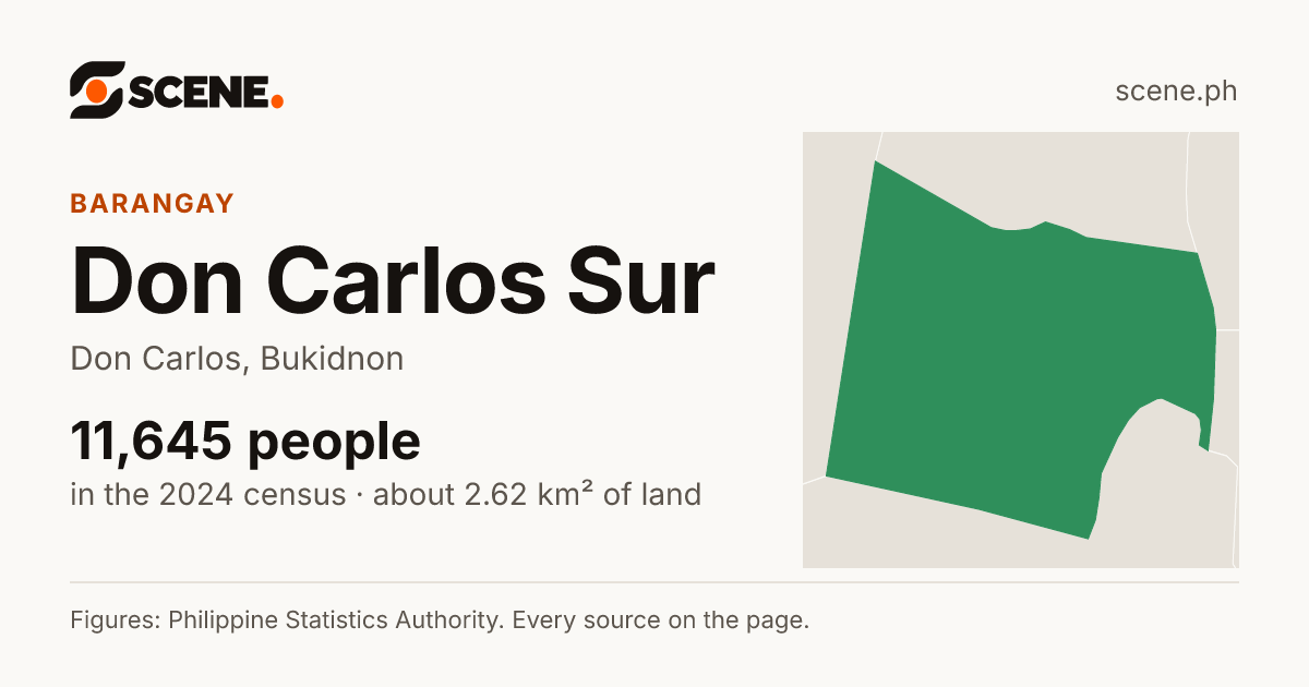 Don Carlos Sur, Don Carlos, barangay: 11,645 people in the 2024 census