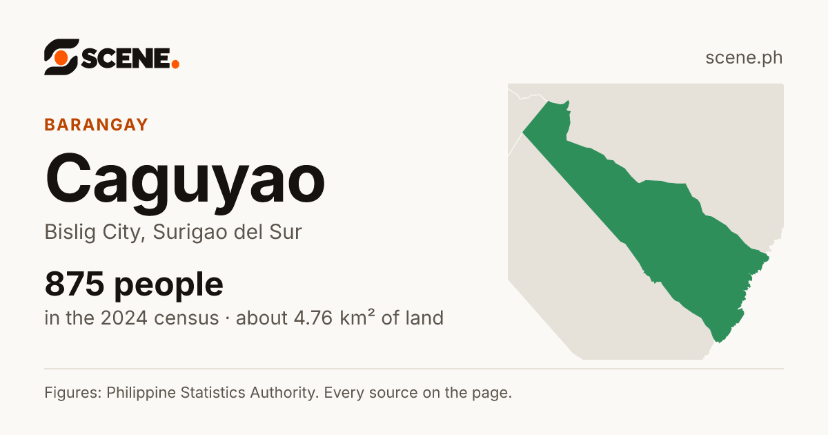 Caguyao, Bislig City, barangay: 875 people in the 2024 census