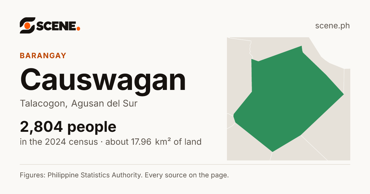 Causwagan, Talacogon, barangay: 2,804 people in the 2024 census