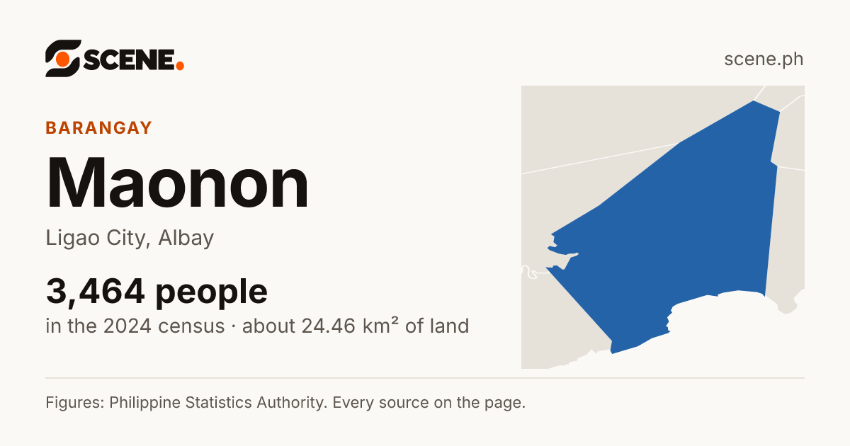 Maonon, Ligao City, barangay: 3,464 people in the 2024 census