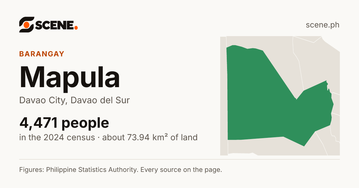 Mapula, Davao City, barangay: 4,471 people in the 2024 census