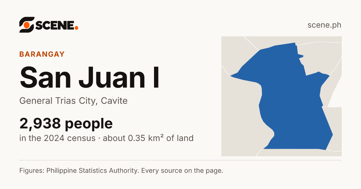 San Juan I, General Trias City, barangay: 2,938 people in the 2024 census