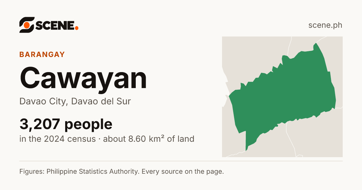 Cawayan, Davao City, barangay: 3,207 people in the 2024 census