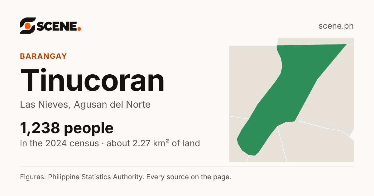 Tinucoran, Las Nieves, barangay: 1,238 people in the 2024 census