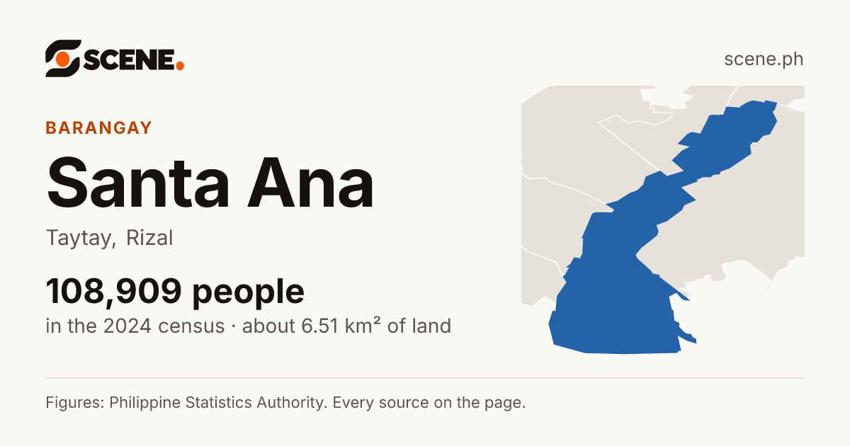 Santa Ana, Taytay, barangay: 108,909 people in the 2024 census