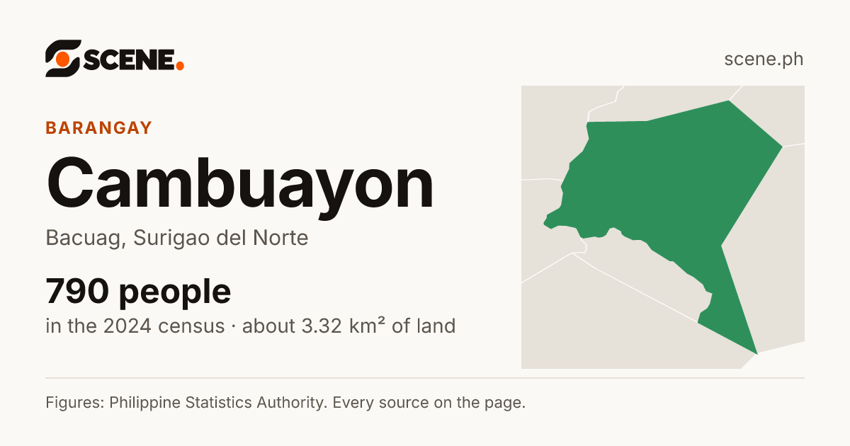 Cambuayon, Bacuag, barangay: 790 people in the 2024 census