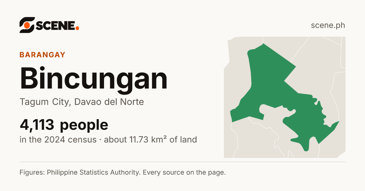 Bincungan, Tagum City, barangay: 4,113 people in the 2024 census