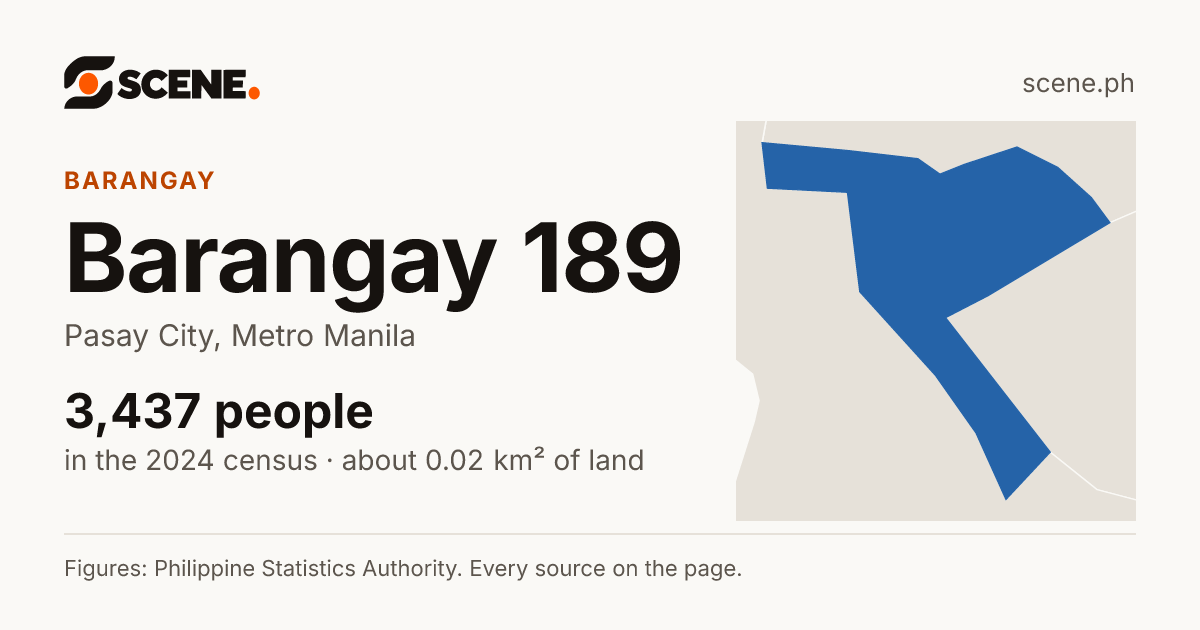 Barangay 189, Pasay City, barangay: 3,437 people in the 2024 census