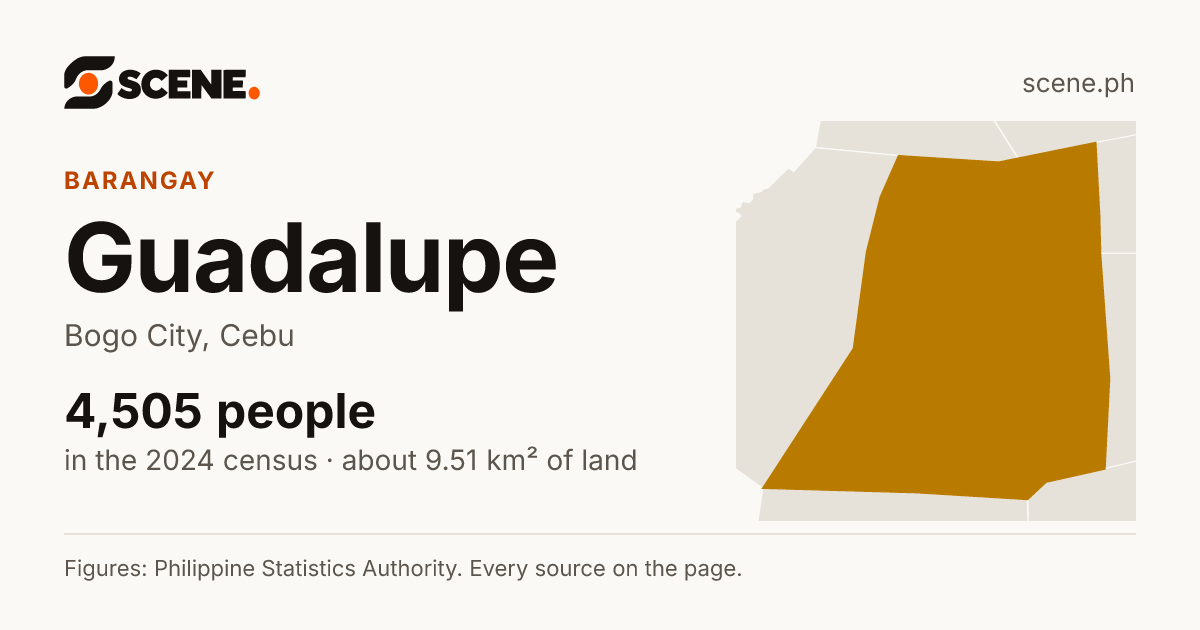 Guadalupe, Bogo City, barangay: 4,505 people in the 2024 census