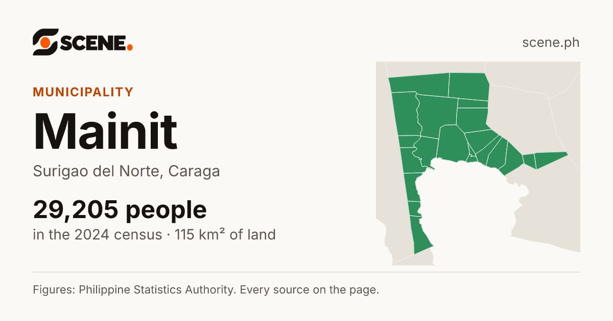 Mainit, Surigao del Norte, municipality: 29,205 people in the 2024 census