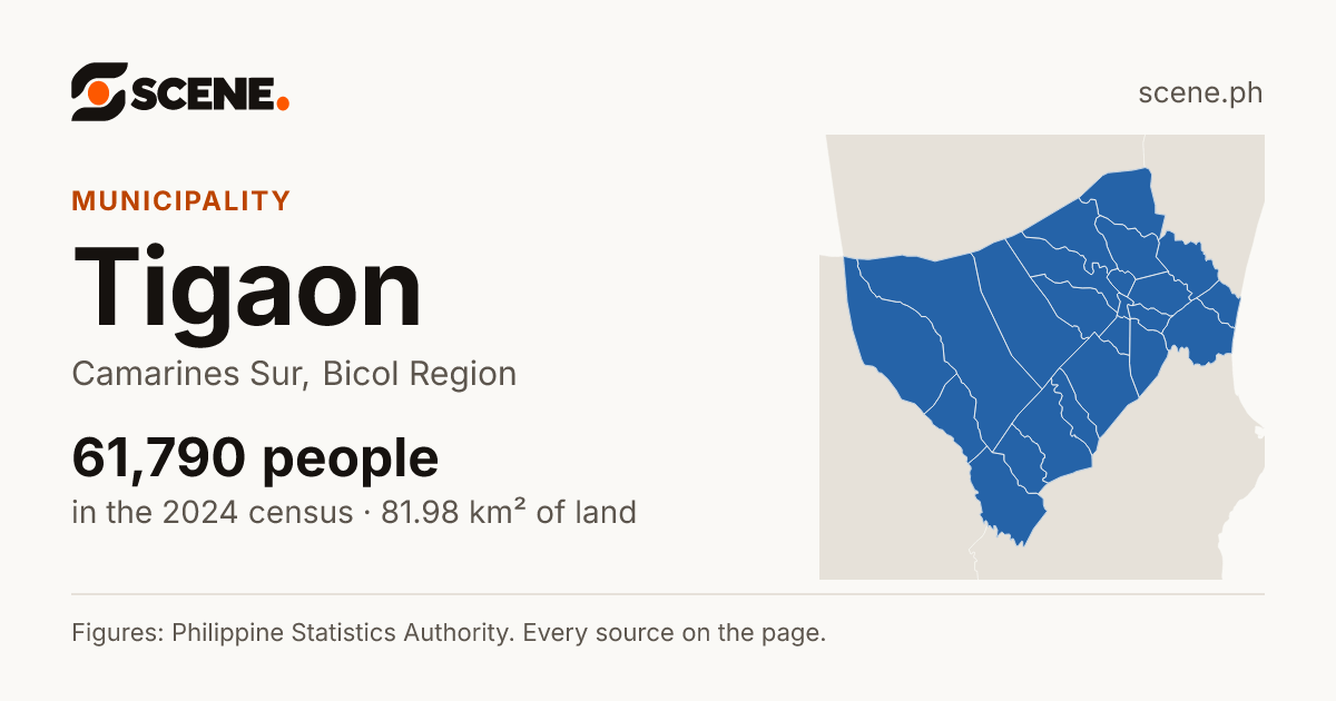 Tigaon, Camarines Sur, municipality: 61,790 people in the 2024 census