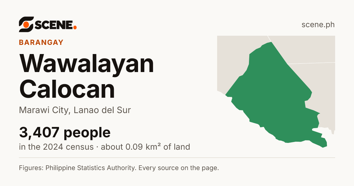 Wawalayan Calocan, Marawi City, barangay: 3,407 people in the 2024 census