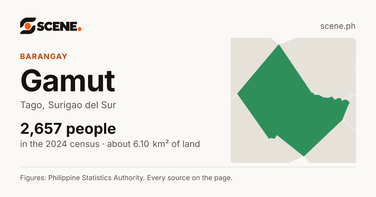 Gamut, Tago, barangay: 2,657 people in the 2024 census