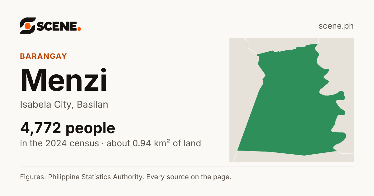 Menzi, Isabela City, barangay: 4,772 people in the 2024 census