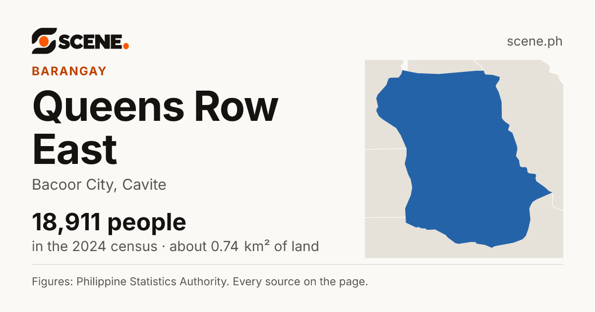 Queens Row East, Bacoor City, barangay: 18,911 people in the 2024 census