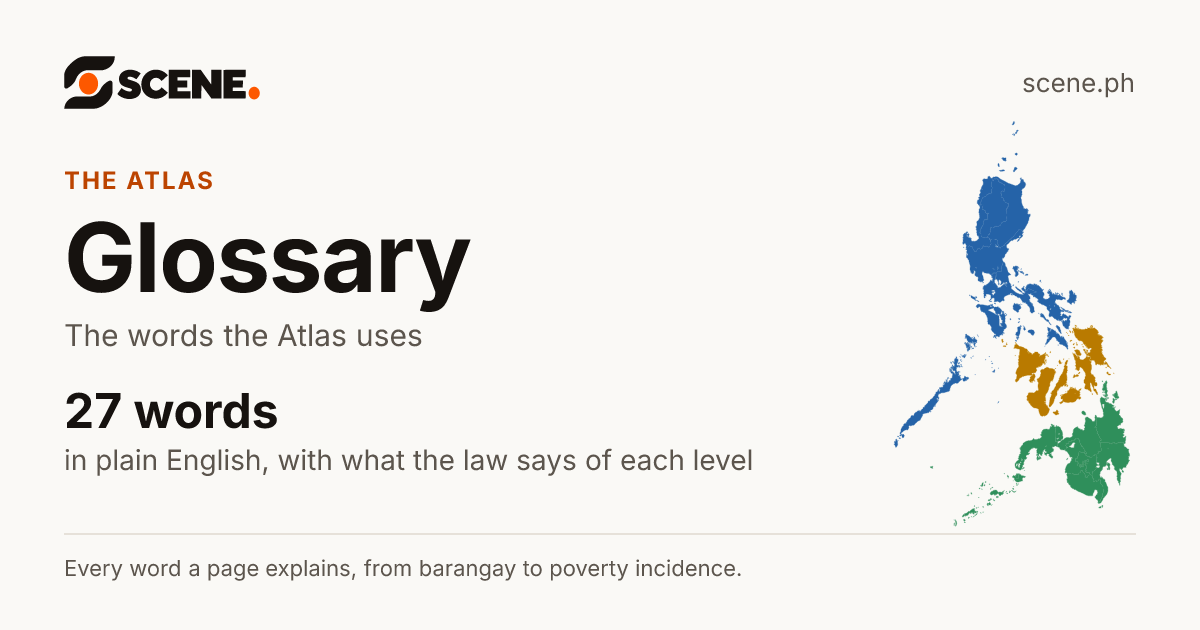 The glossary of the Scene Atlas: 27 words in plain English, with what the law says of each level of government.
