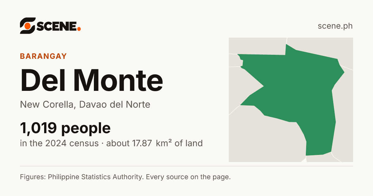 Del Monte, New Corella, barangay: 1,019 people in the 2024 census