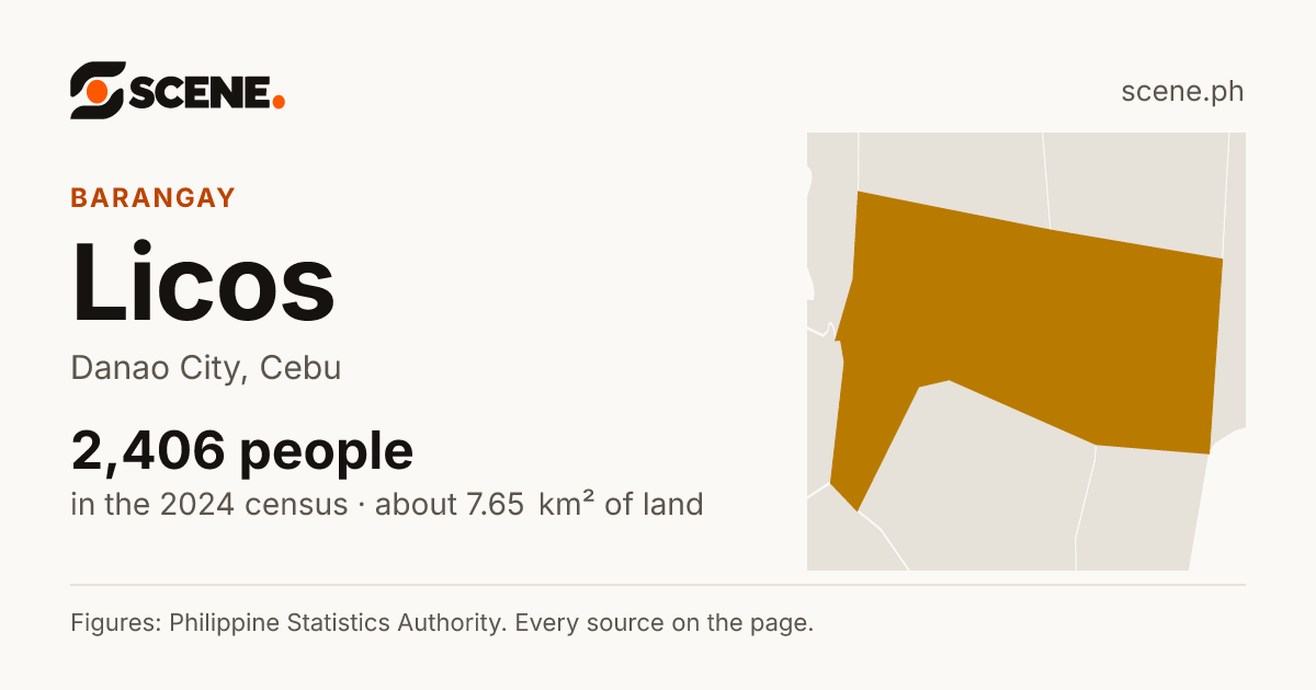 Licos, Danao City, barangay: 2,406 people in the 2024 census
