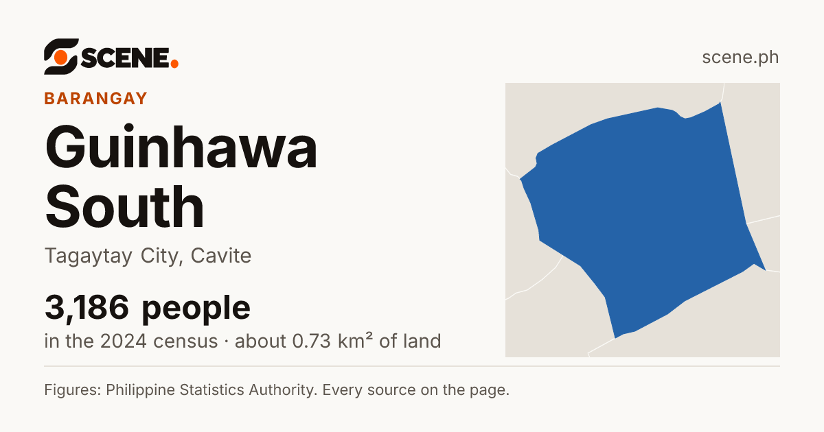 Guinhawa South, Tagaytay City, barangay: 3,186 people in the 2024 census