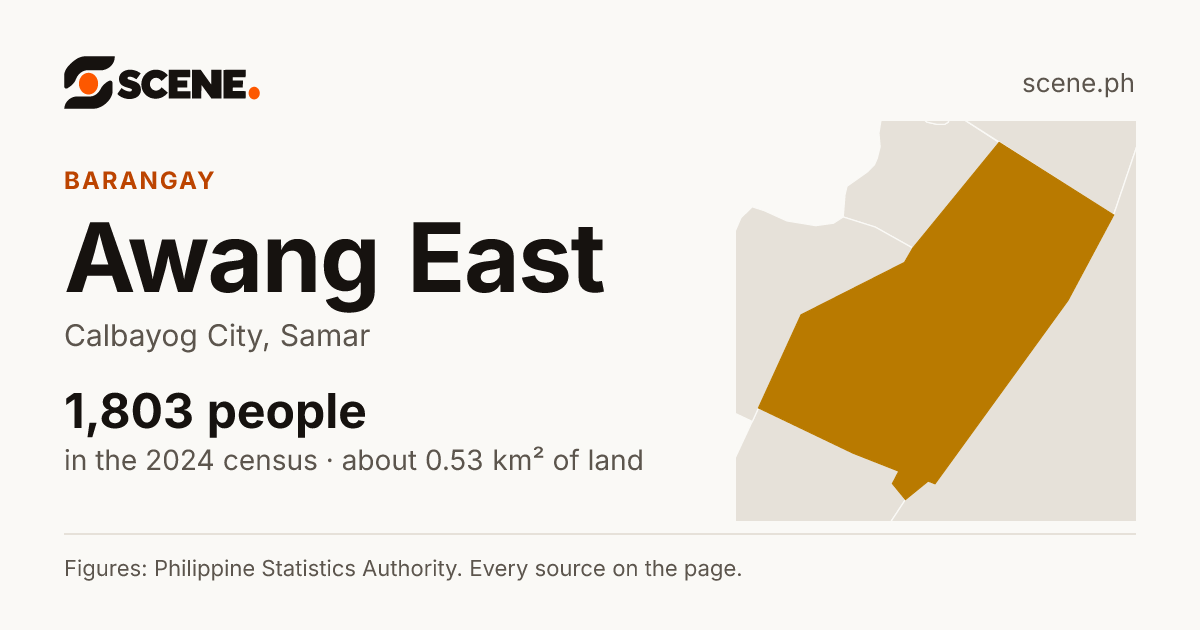 Awang East, Calbayog City, barangay: 1,803 people in the 2024 census