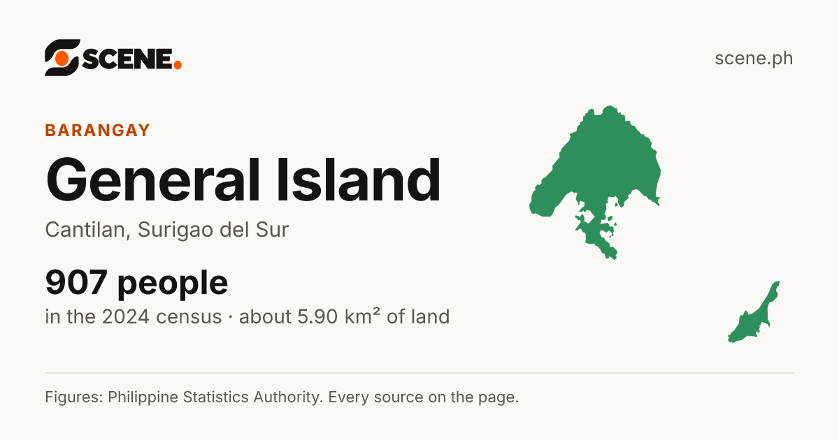General Island, Cantilan, barangay: 907 people in the 2024 census