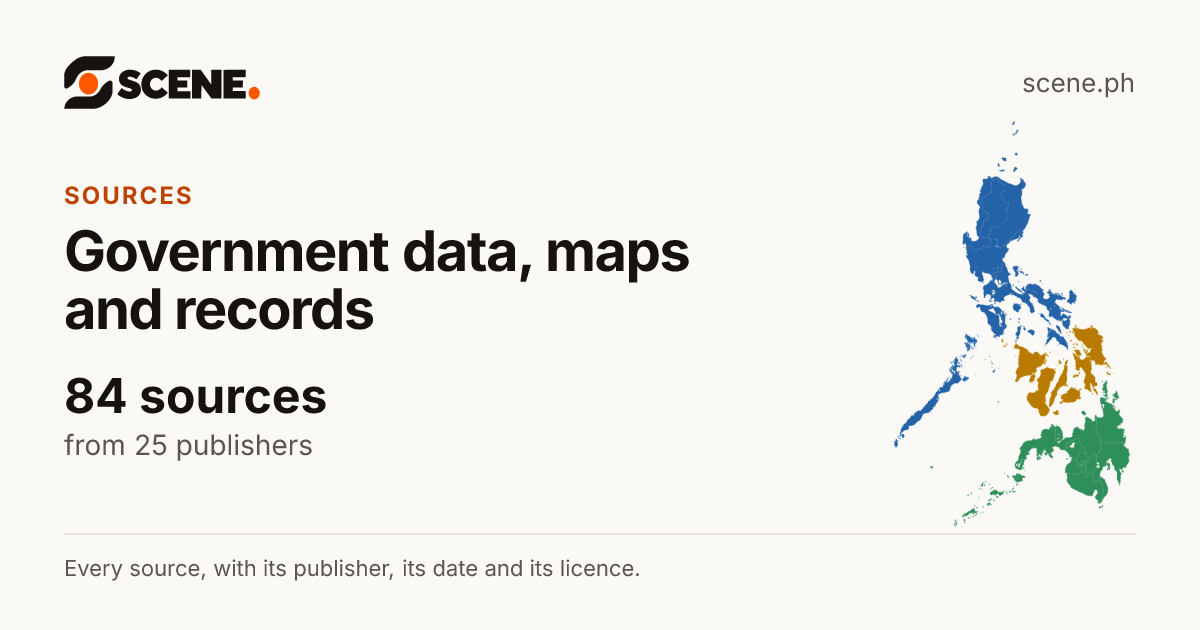Government data, maps and records: 84 sources of the Scene Atlas, from 25 publishers.