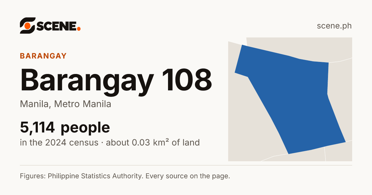 Barangay 108, Manila, barangay: 5,114 people in the 2024 census