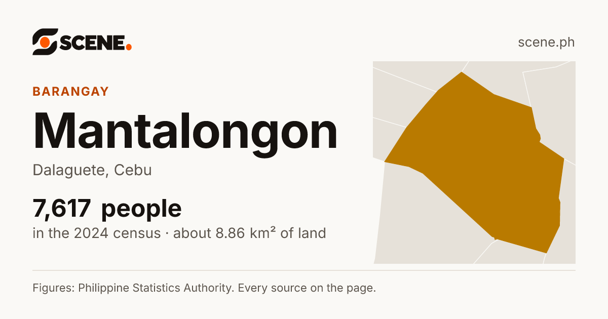 Mantalongon, Dalaguete, barangay: 7,617 people in the 2024 census