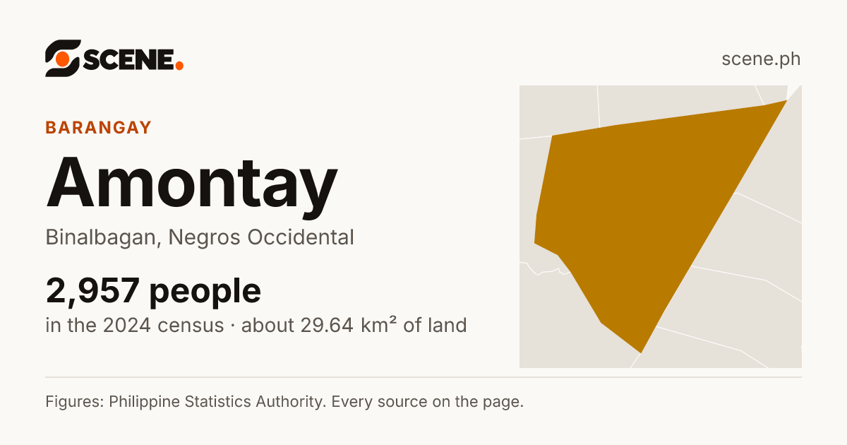 Amontay, Binalbagan, barangay: 2,957 people in the 2024 census
