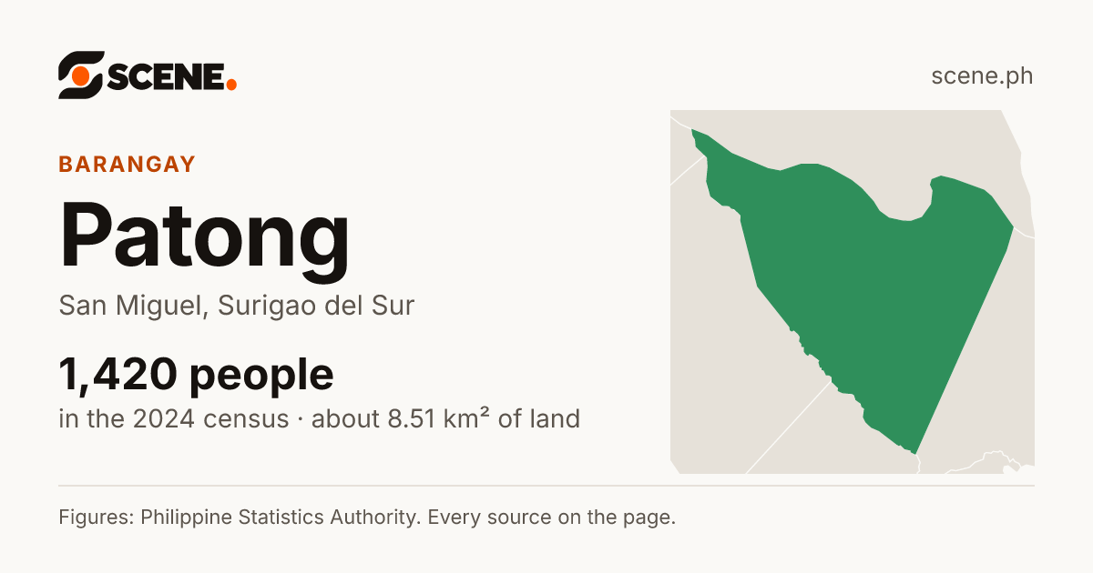 Patong, San Miguel, Surigao del Sur, barangay: 1,420 people in the 2024 census