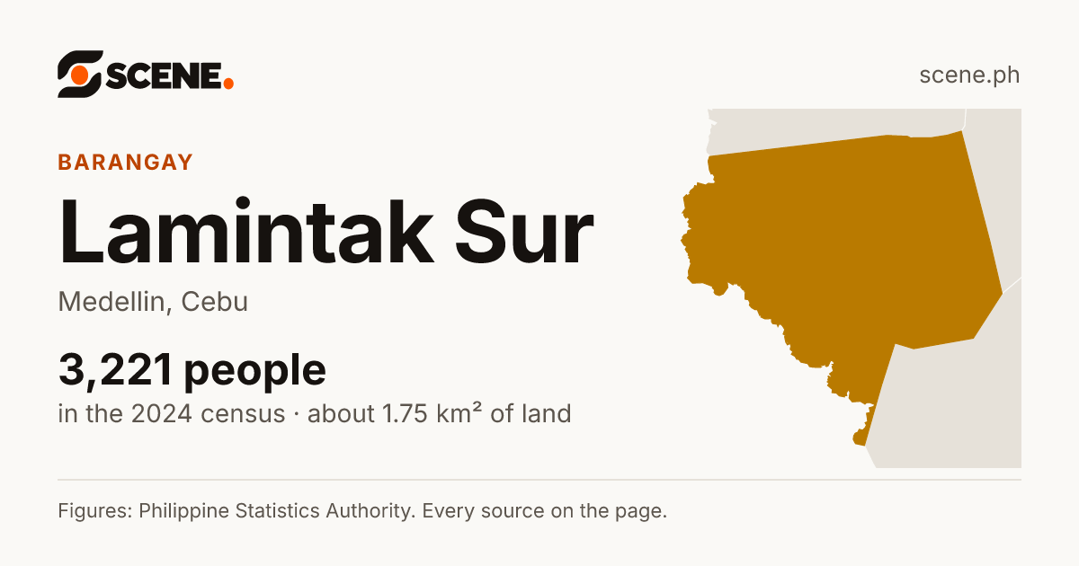 Lamintak Sur, Medellin, barangay: 3,221 people in the 2024 census