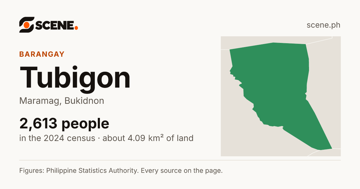 Tubigon, Maramag, barangay: 2,613 people in the 2024 census