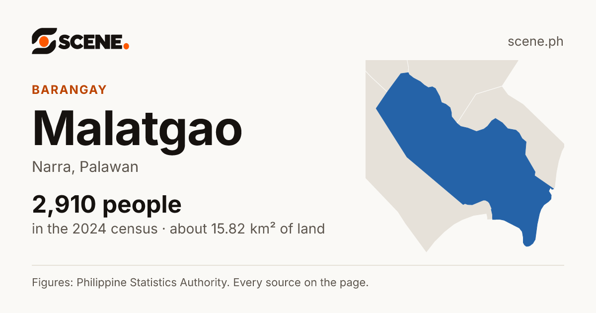 Malatgao, Narra, barangay: 2,910 people in the 2024 census