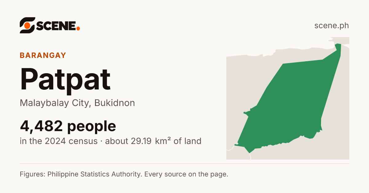 Patpat, Malaybalay City, barangay: 4,482 people in the 2024 census